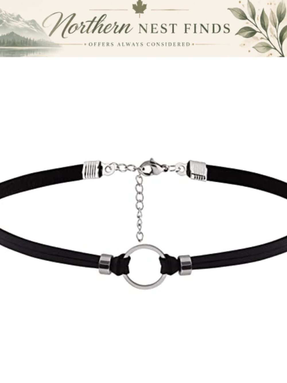 Faux Leather O Ring Choker Necklace Gothic Hippie Boho Crystal